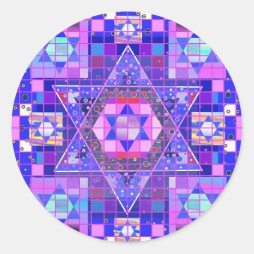 Star of David mosaic Classic Round Sticker