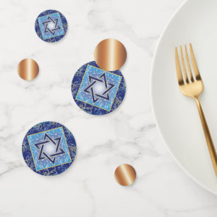 Star of David Navy Blue Gold Jewish Confetti