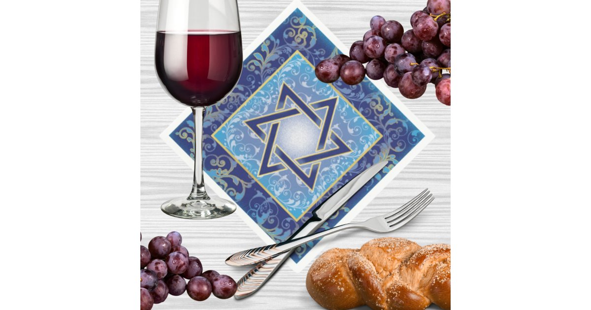 Star of David Navy Blue Gold Jewish Napkins | Zazzle