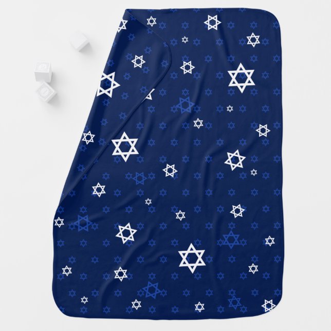 Star of David Navy Blue Twilight Baby Blanket (In Situ)