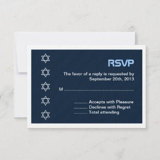Star of David Pattern Bar Mitzvah RSVP Card