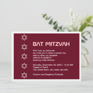 Star of David Pattern Bat Mitzvah Invitation