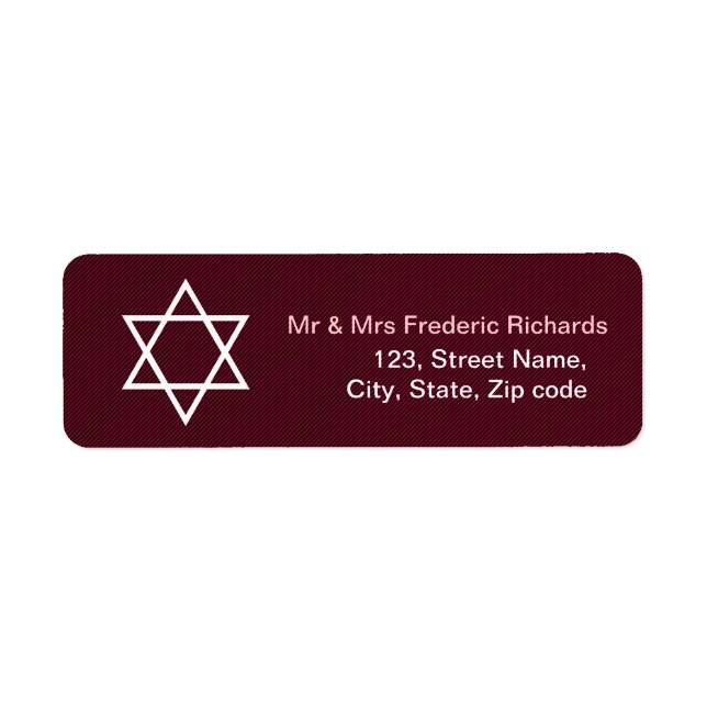 Star of David Pattern Bat Mitzvah Label (Front)