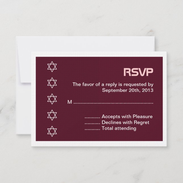 Star of David Pattern Bat Mitzvah RSVP Card (Front)