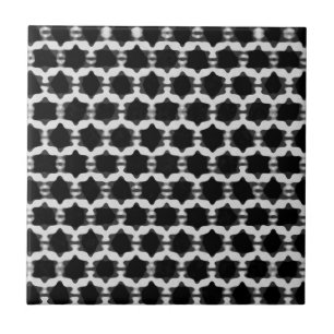 Star of David Pattern: Black & White Ceramic Tile