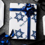 Star of David Pattern | Blue Modern Happy Hanukkah Wrapping Paper<br><div class="desc">Minimal classic blue Bar/Bat Mitzvah and Hanukkah modern Star of David against a white background creates an elegant,  sophisticated design. For other coordinating colors or matching products,  visit JustFharryn @ Zazzle.com or contact the designer,  c/o Fharryn@yahoo.com  All rights reserved. #zazzlemade #christmasdecor</div>