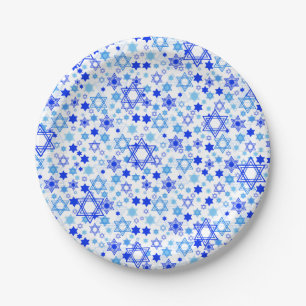 Star of David Pattern Hanukkah Passover Paper Plates
