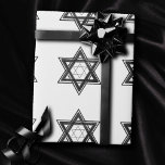 Star of David Pattern | Modern Black on White Wrapping Paper<br><div class="desc">Minimal classic black Bar/Bat Mitzvah and Hanukkah modern Star of David against a solid background creates an elegant,  sophisticated design. For other coordinating colors or matching products,  visit JustFharryn @ Zazzle.com or contact the designer,  c/o Fharryn@yahoo.com  All rights reserved. #zazzlemade #christmasdecor</div>