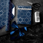 Star of David Pattern | Navy Blue and Silver Wrapping Paper<br><div class="desc">Minimal classic silver Bar/Bat Mitzvah and Hanukkah modern Star of David against a solid background creates an elegant,  sophisticated design. For other coordinating colors or matching products,  visit JustFharryn @ Zazzle.com or contact the designer,  c/o Fharryn@yahoo.com  All rights reserved. #zazzlemade #christmasdecor</div>
