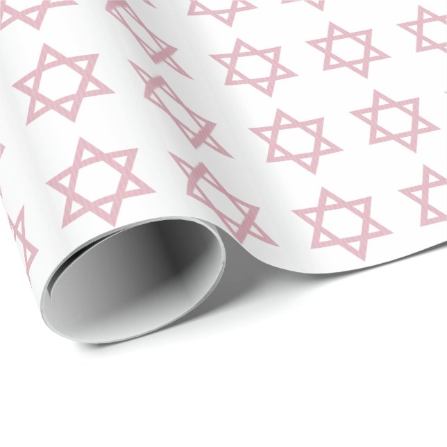 Star of David Pattern-Pink Wrapping Paper (Roll Corner)