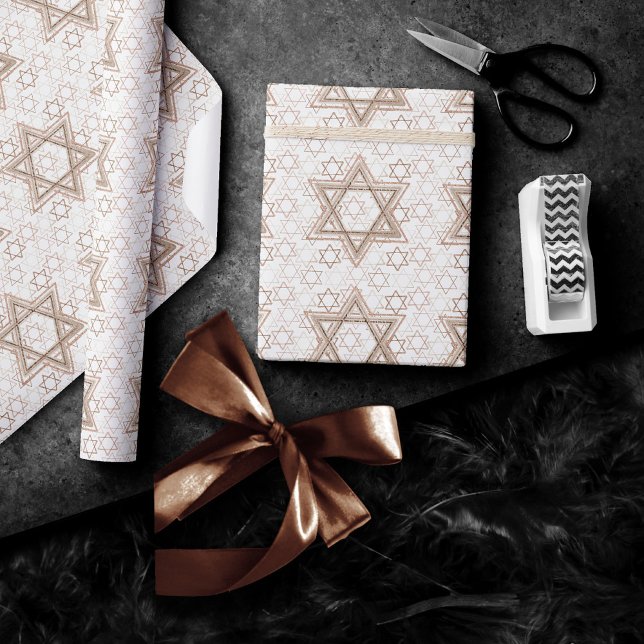 Star of David Pattern | Rose Gold Scatter Glitter Wrapping Paper (Creator Uploaded)