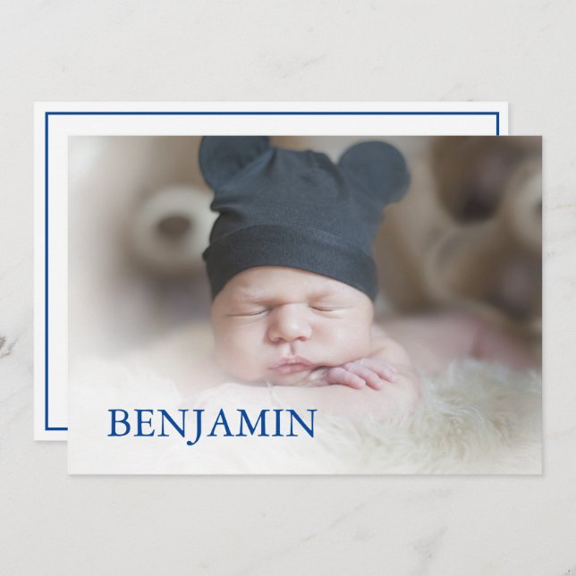 Star of David  Photo Baby Boy Naming Hebrew Jewish Invitation (Front/Back)