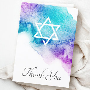 Star of David purple watercolor sympathy thank you Card