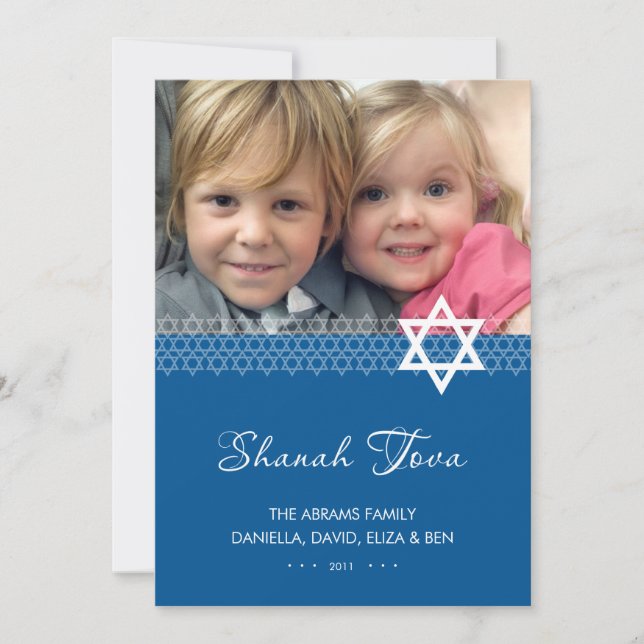 Star of David Rosh Hashanah Photo Flat Card (Front)