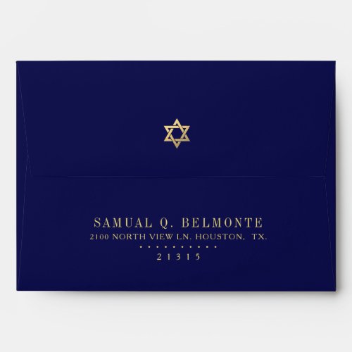 Star of David RSVP Deep Blue  Indigo Envelope