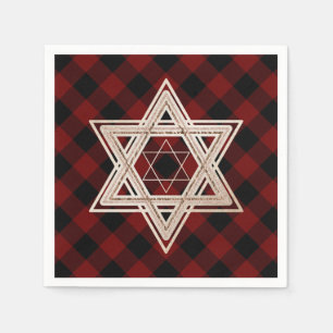 Star of David   Rustic Buffalo Red and Black Plaid Napkins