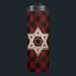 Star of David | Rustic Buffalo Red and Black Plaid Thermal Tumbler<br><div class="desc">Minimal classic gold Bar/Bat Mitzvah and Hanukkah modern Star of David against a rustic red buffalo plaid background creates an elegant,  sophisticated design. For other coordinating colors or matching products,  visit JustFharryn @ Zazzle.com or contact the designer,  c/o Fharryn@yahoo.com  All rights reserved. #zazzlemade #christmasdecor</div>