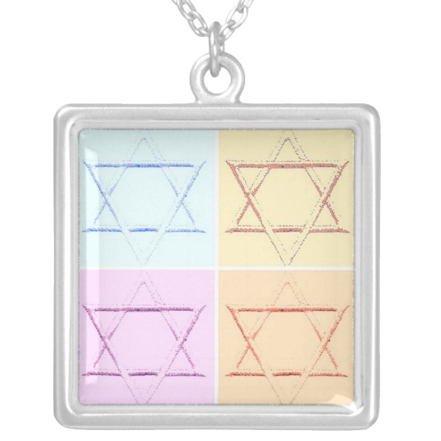 Star of David/save the date Silver Plated Necklace (Front)