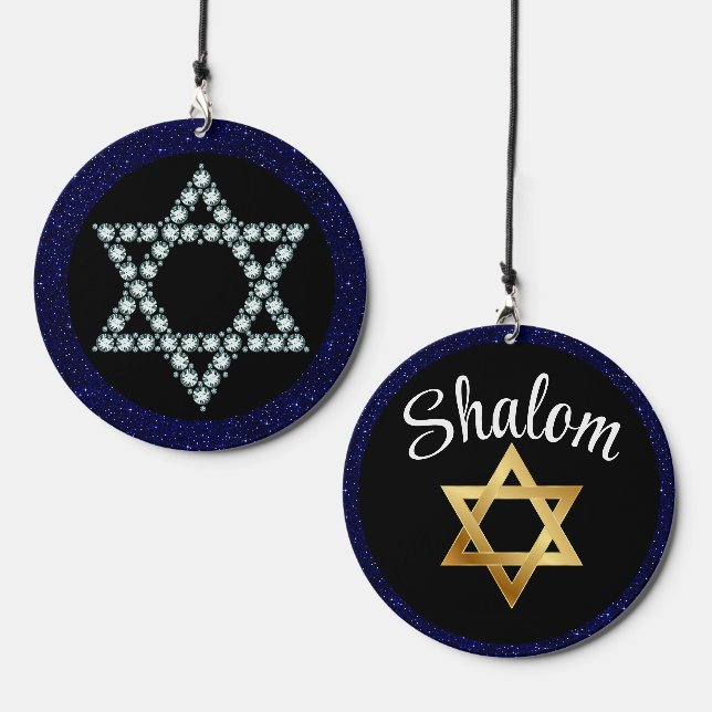 Star of David Shalom Wind Chime (Front & Back)