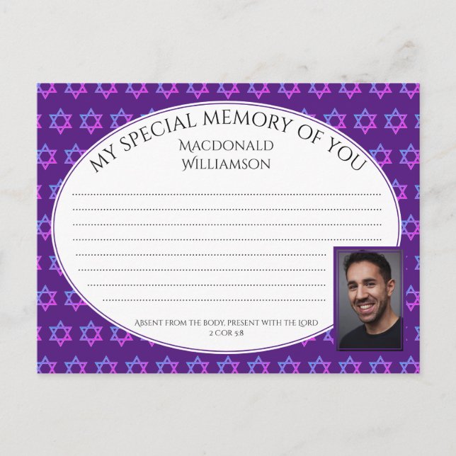 Star of David SHARE A MEMORY Photo Card (Front)