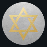 Star of David Silver and Gold Classic Round Sticker<br><div class="desc">Modern and elegant faux gold and silver metal foil effect Star of David sticker you can personalize with text or keep blank for use on your Bar Mitzvah invitation envelopes,  favors,  crafts,  party decorations or for Hanukkah and New Years cards and mailings.</div>