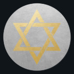 Star of David Silver and Gold Classic Round Sticker<br><div class="desc">Modern and elegant faux gold and silver metal foil effect Star of David sticker you can personalize with text or keep blank for use on your Bar Mitzvah invitation envelopes,  favors,  crafts,  party decorations or for Hanukkah and New Years cards and mailings.</div>