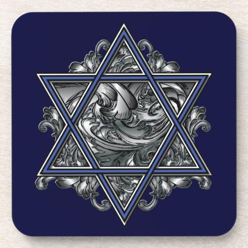 Star of David Silver Beverage Coaster