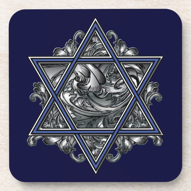 Star of David Silver Beverage Coaster (Front)