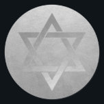 Star of David Silver Gray Modern Metal Look Classic Round Sticker<br><div class="desc">Unique silver on silver faux metallic look star of david sticker.</div>