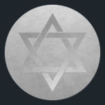 Star of David Silver Gray Modern Metal Look Classic Round Sticker<br><div class="desc">Unique silver on silver faux metallic look star of david sticker.</div>