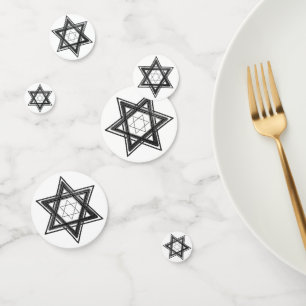Star of David Simple Black and White Jewish Confetti
