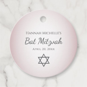 Star of David Simple Pretty Blush Pink Bat Mitzvah Favor Tags