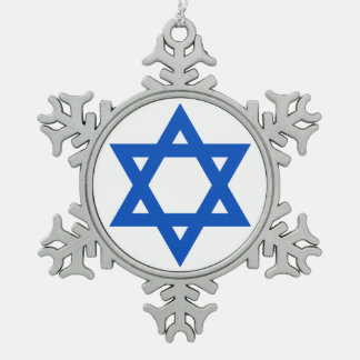 "STAR OF DAVID" SNOWFLAKE PEWTER CHRISTMAS ORNAMENT