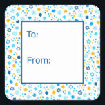 Star of David Snowflakes Gift Tag<br><div class="desc">These fabulous gift tags would look great on all your Hanukkah gifts.  They are so festive with blue and gold Stars of David sprinkled all over.  They'll look so amazing on your gifts.</div>