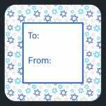 Star of David Square Sticker<br><div class="desc">These fabulous gift tags would look great on all your Hanukkah gifts.  They are so festive with blue turquoise and yellow Stars of David in all different sizes.  They'll look so cute on your gifts.</div>