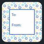 Star of David Square Sticker<br><div class="desc">These fabulous gift tags would look great on all your Hanukkah gifts.  They are so festive with blue turquoise and yellow Star of Davids in all different sizes.  They'll look so cute on your gifts.</div>