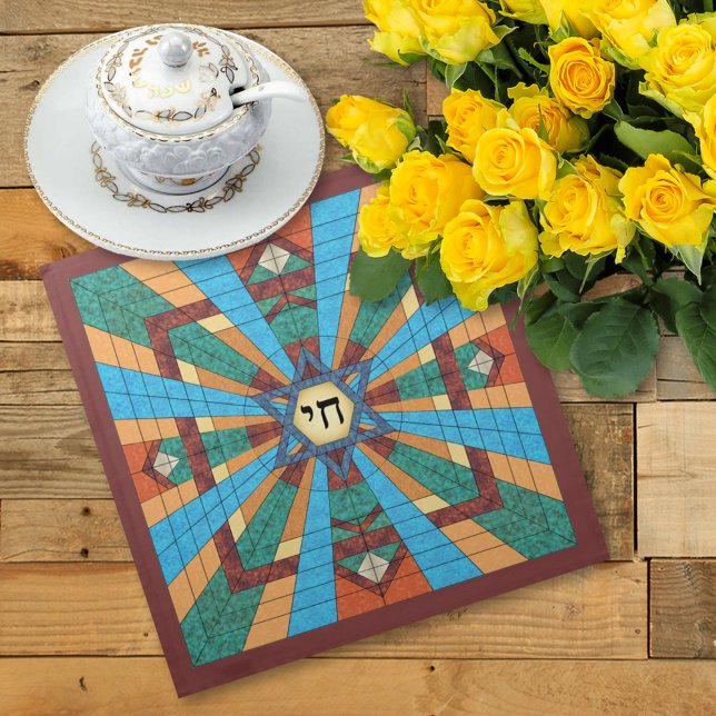 Star of David Stained Glass Effect Challah Cover Cloth Napkin (Creator Uploaded)