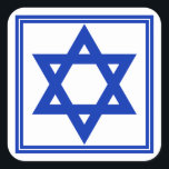 Star of David Sticker<br><div class="desc">Square sticker with an image of a deep blue Star of David and a double deep blue border on white. See matching round sticker,  confetti,  label and wrapping paper. See the entire Hanukkah Sticker collection under the CARDS & STICKERS category in the HOLIDAYS section.</div>