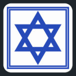 Star of David Sticker<br><div class="desc">Square sticker with an image of a deep blue Star of David and a double deep blue border on white. See matching round sticker,  confetti,  label and wrapping paper. See the entire Hanukkah Sticker collection under the CARDS & STICKERS category in the HOLIDAYS section.</div>