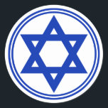 Star of David Sticker<br><div class="desc">Round sticker with an image of a royal blue Star of David and a double royal blue border on white. See matching square sticker,  confetti,  label and wrapping paper. See the entire Hanukkah Sticker collection under the CARDS & STICKERS category in the HOLIDAYS section.</div>