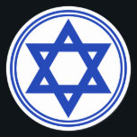 Star of David Sticker<br><div class="desc">Round sticker with an image of a royal blue Star of David and a double royal blue border on white. See matching square sticker,  confetti,  label and wrapping paper. See the entire Hanukkah Sticker collection under the CARDS & STICKERS category in the HOLIDAYS section.</div>
