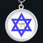 STAR OF DAVID & SYMBOL OF LIFE SILVER PLATED NECKLACE<br><div class="desc">JEWISH ICONS</div>