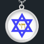STAR OF DAVID & SYMBOL OF LIFE SILVER PLATED NECKLACE<br><div class="desc">JEWISH ICONS</div>