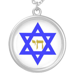 STAR OF DAVID & SYMBOL OF LIFE SILVER PLATED NECKLACE