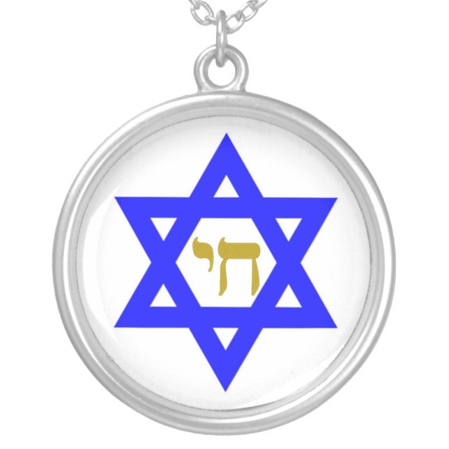 STAR OF DAVID & SYMBOL OF LIFE SILVER PLATED NECKLACE (Front)