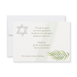 Star of David Sympathy Thank You Card