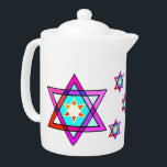 Star Of David    Teapot<br><div class="desc">Jewish gifts and gift ideas with stained glass Jewish Star of David.</div>
