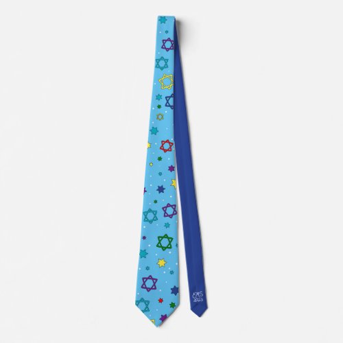 Star of David Tie _ Light Blue