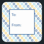 Star of David To From Square Sticker<br><div class="desc">These fabulous gift tags would look great on all your Hanukkah gifts.  They are so festive with blue and gold Stars of David.  They'll look so cute on your gifts.</div>