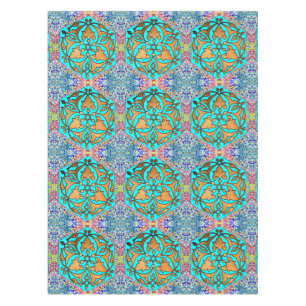 Star of David Turquoise Floral Tablecloth